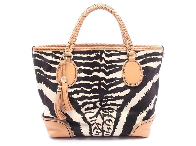 Saco Tote Gucci Marrakech Preto Branco Bege