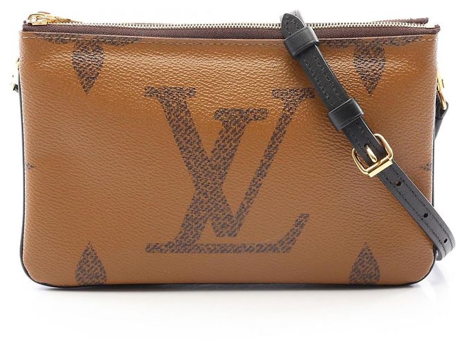Louis Vuitton Double Zip Pochette Marron Beige