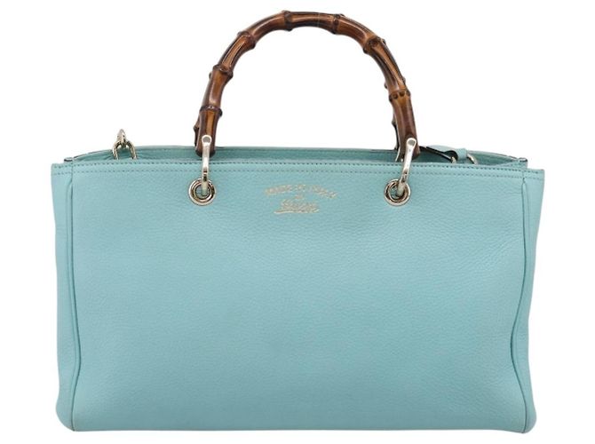 Gucci Bamboo Shopper Leather Large Azul
