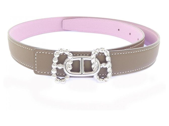 Hermès Ceinture réversible Hermes Parade 24mm Marron Rose