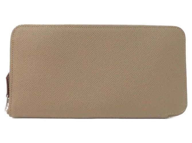 Hermès Cartera larga de seda Hermes EN LIBERTE Beige Gris pardo Morado oscuro