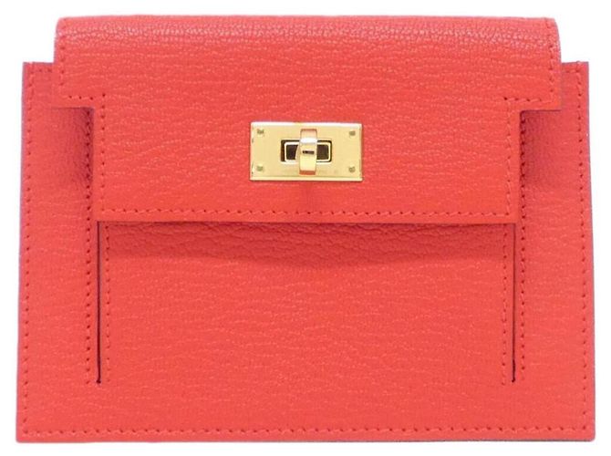 Hermès Hermes Kelly Pocket Compact Wallet Red