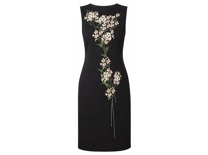 Schwarzes Carolina Herrera Kleid mit Blumenprint