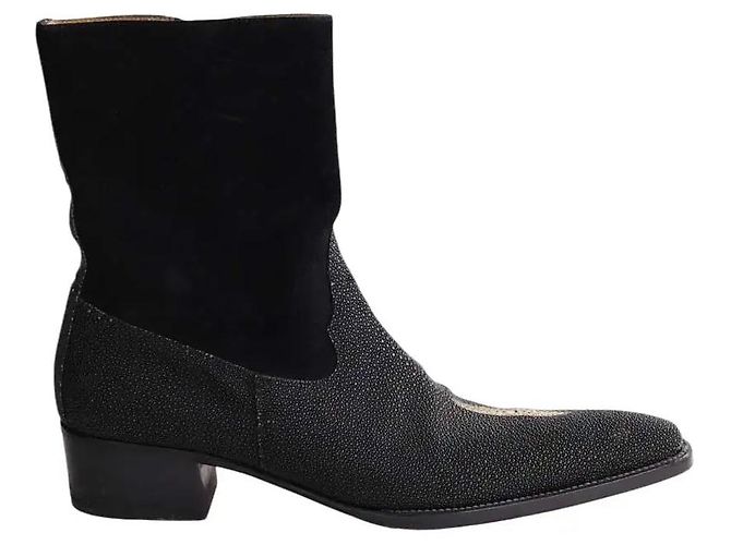 Autre Marque Gérard Séné Black Stingray Leather Boots