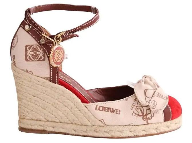 Sandali Loewe in tessuto beige