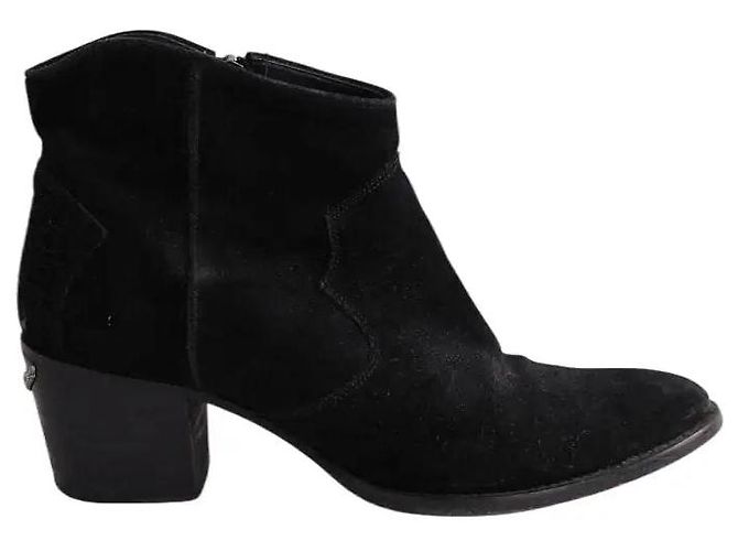 Zadig & Voltaire Black Leather Ankle Boots