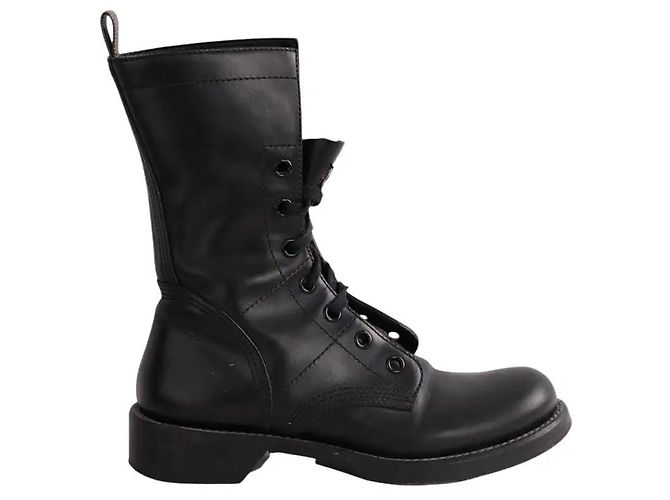 Stivaletti stringati in pelle nera Louis Vuitton Nero