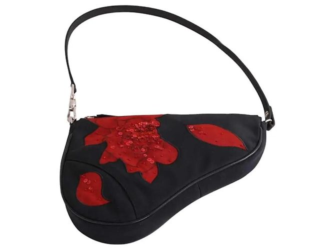 Mini borsa Dior nera in tessuto Nero