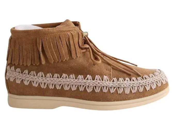 Autre Marque Botas Mini botas de camurça com franjas camel Camelo