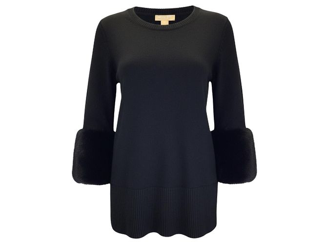Michael Kors Collection Black Mink Kaschmir-Pullover mit Bündchen Schwarz