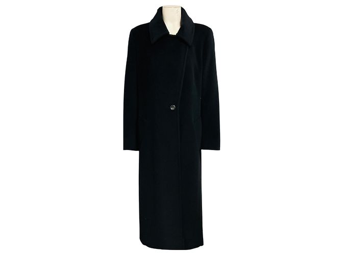 Cappotto lungo Max Mara in lana e angora nero