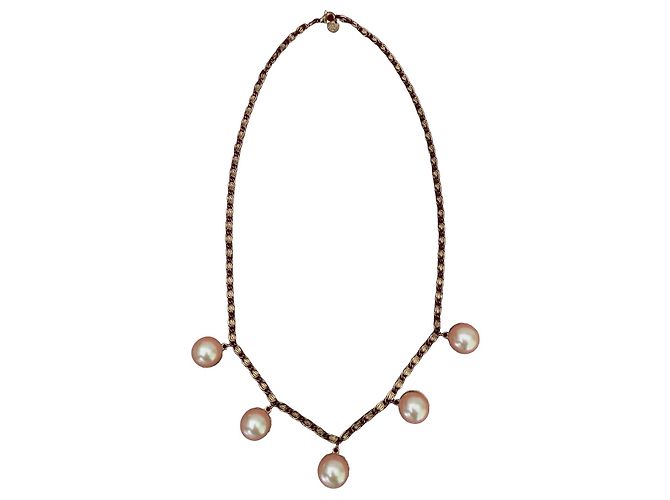 Carolina Herrera Collier de perles dorées