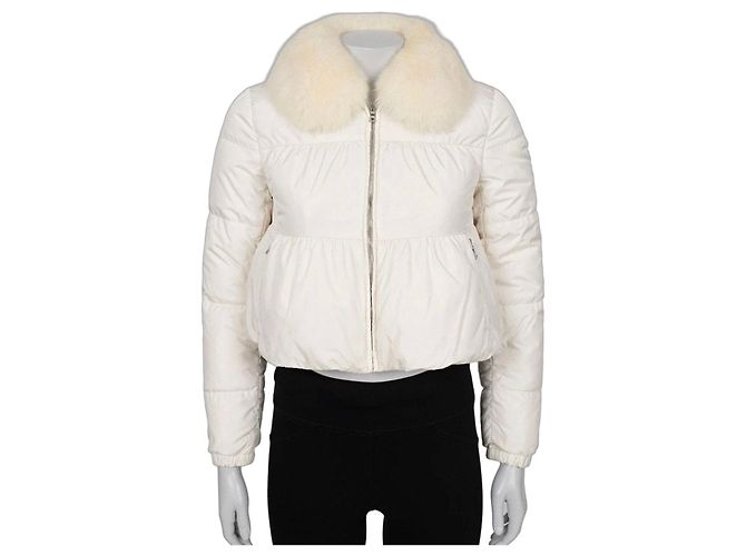 Prada White Cropped Daunenjacke S gebraucht