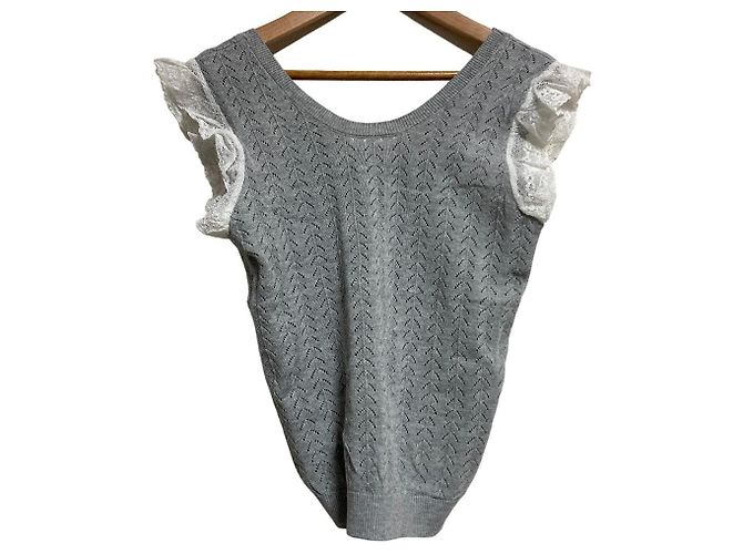 Autre Marque Top senza maniche in pizzo Deicy Marrone