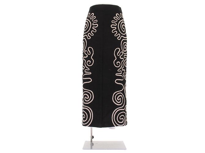 Autre Marque Falda maxi negra con bordados Negro