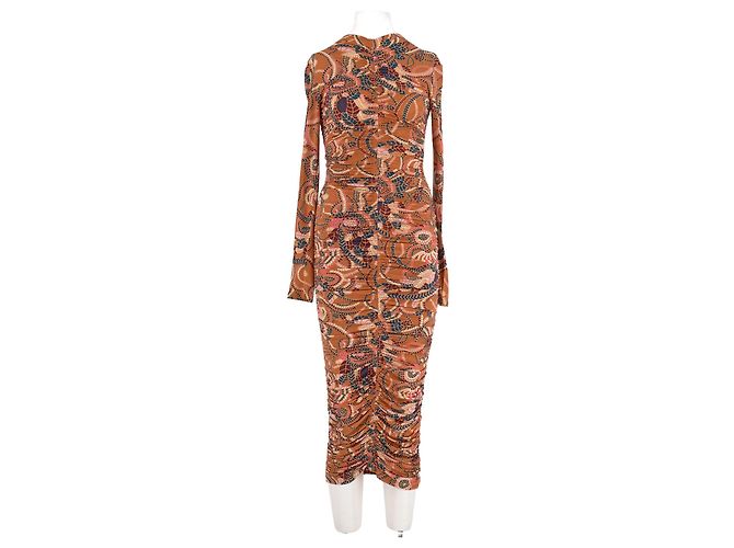 A.L.C. Braunes Midikleid mit Rollkragen und abstraktem Muster