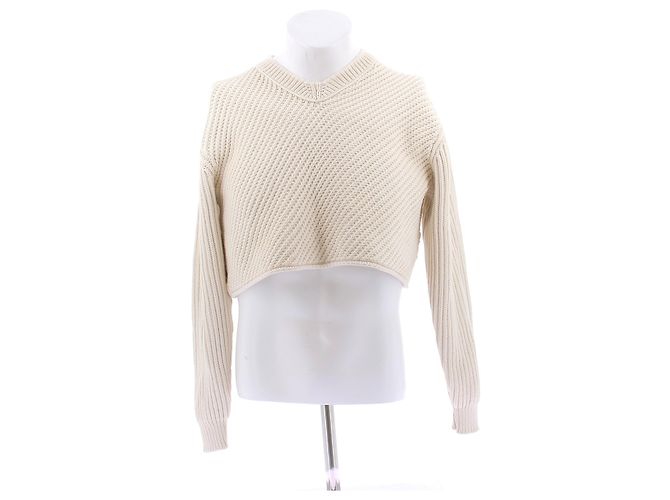 Acne Pull court en maille beige
