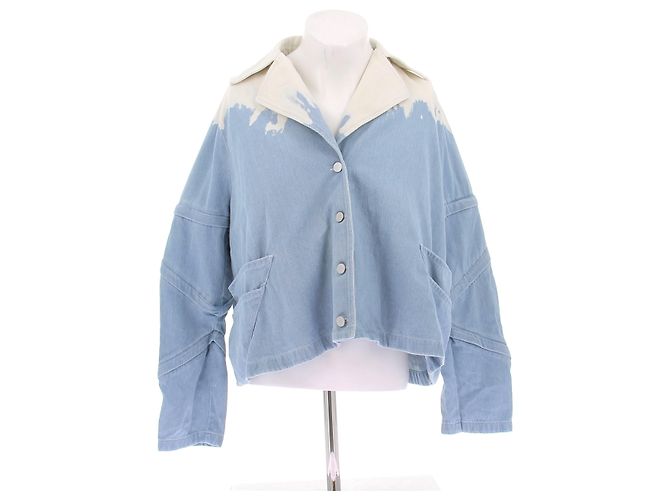 Autre Marque Giacca di jeans blu e bianca