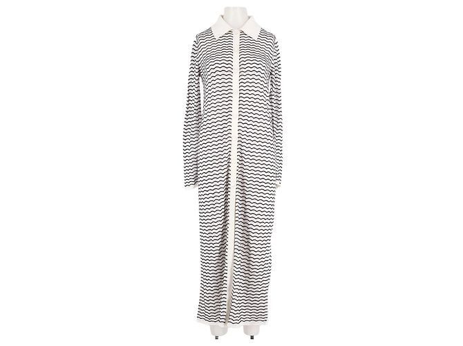 Dagmar Maxikleid weiß gestreift mit Hemdkragen