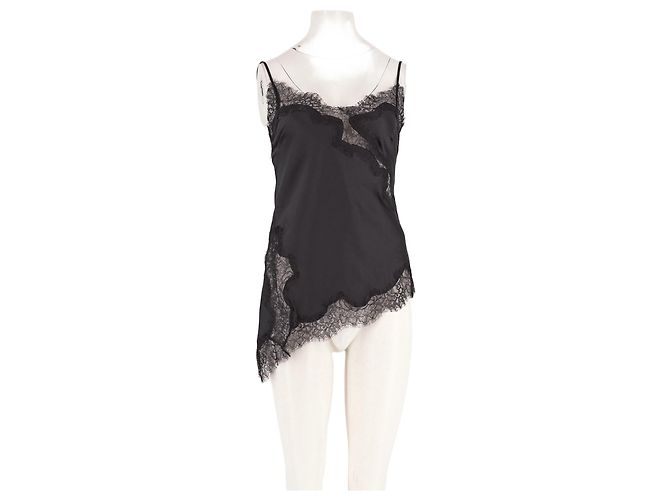 Top dritto nero con bordo in pizzo KOOKAÏ