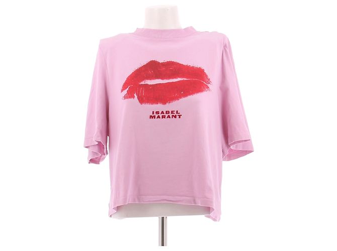 Isabel Marant Top rosa com estampado de lábios