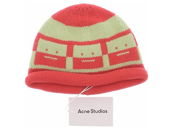 Acne Gorro verde e coral