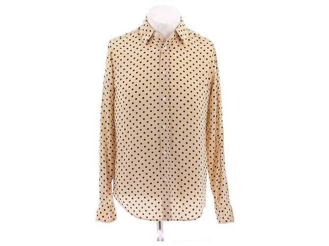 Céline Camicia beige a pois marroni