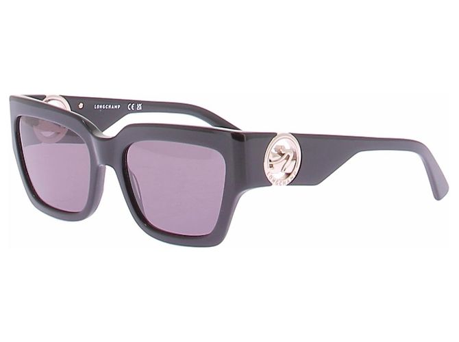 Longchamp Schwarze Sonnenbrille mit silbernem Logo