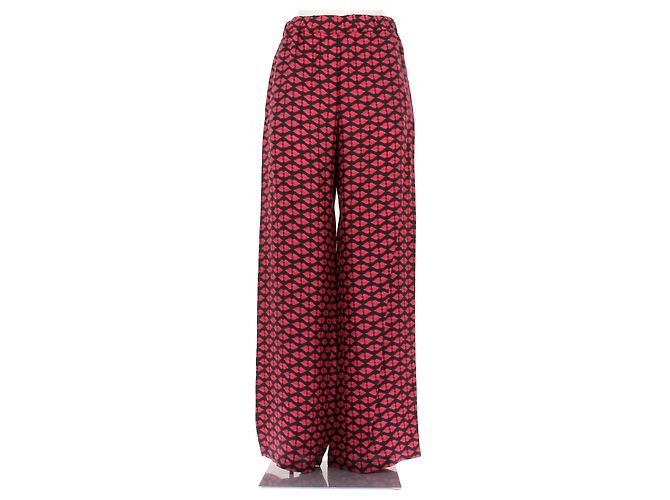 Autre Marque Seidenhose mit Herzen Rot