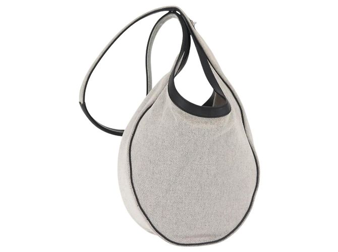 Hermès HERMES Sac Luco MM Shoulder Bag Canvas Leather Gray Black Silver