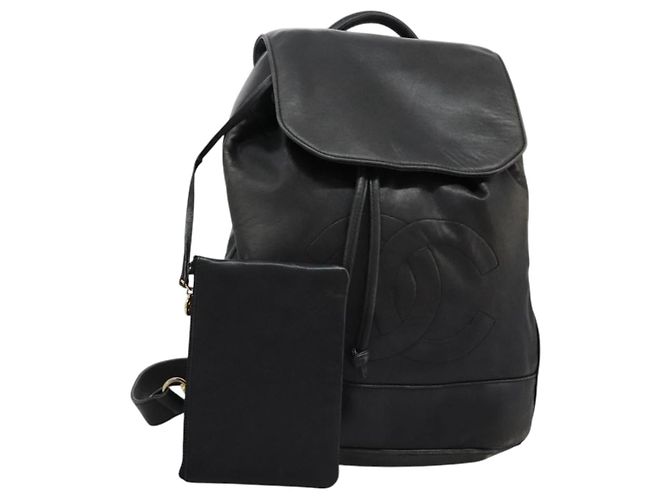 CHANEL Shoulder Bag Lamb Skin Black CC