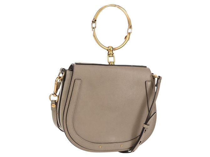 Chloé Chloe Nile Medium Bracelet Shoulder Bag Cuir Beige Or