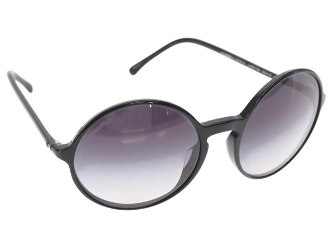 CHANEL Sunglasses plastic Black CC