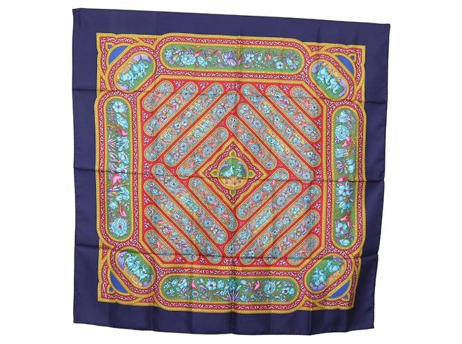 Hermès HERMES Carre 90 Scarf Silk Blue Red