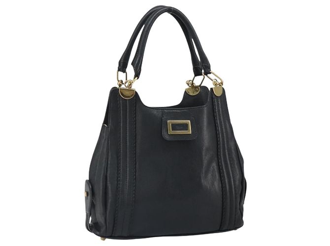 Chloé Sac à main Chloe Irene en cuir noir et or