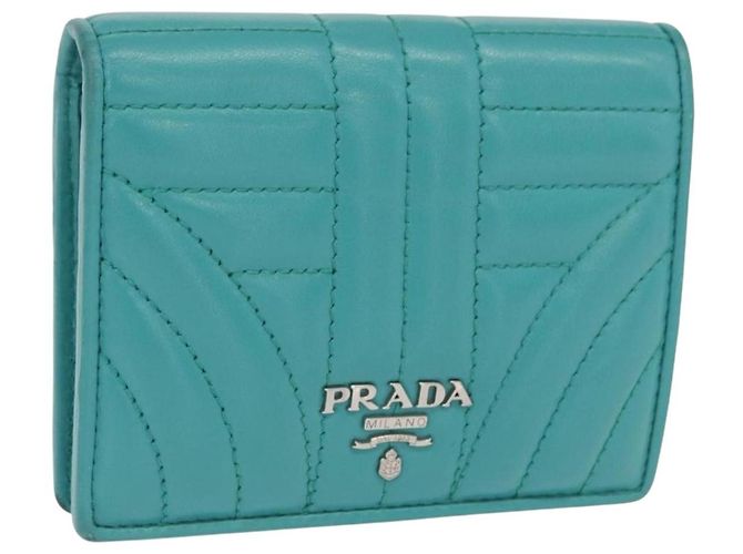 PRADA Compact Wallet Leather Emerald Green