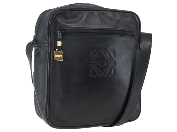 LOEWE Anagram Shoulder Bag Leather Black Gold