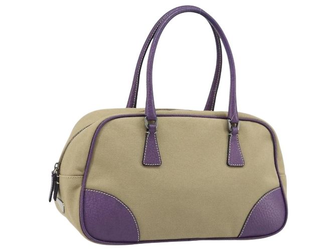 PRADA Bolsa de mão Canvas Beige Silver