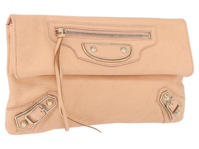 BALENCIAGA Metallic Edge Classic Envelope Bag Leather Pale Orange