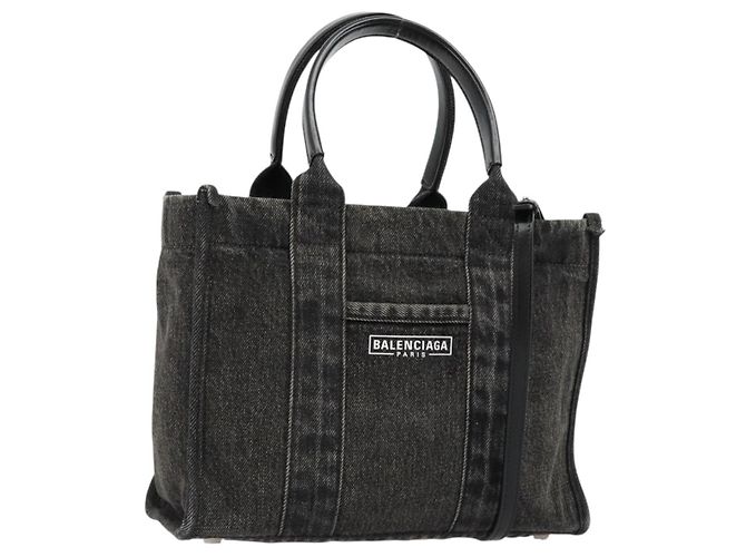 BALENCIAGA Handtasche Denim 2way Black Silver 671402