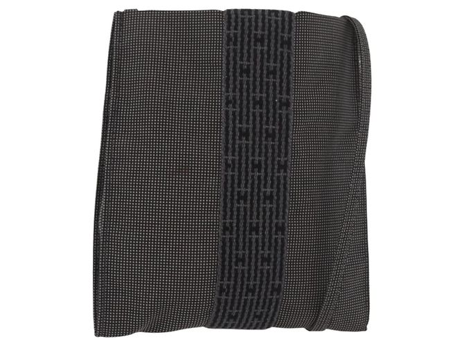 Hermès HERMES Her Line Pochette Shoulder Bag Canvas Gray
