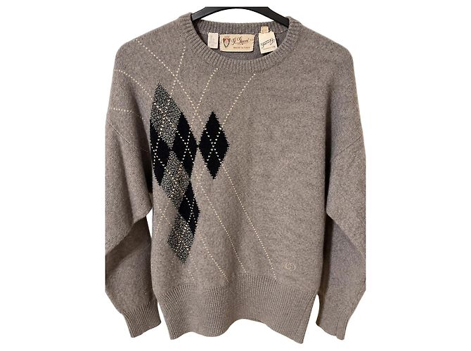 Gucci grauer Kaschmirpullover mit Rautenmuster