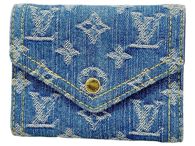 Carteira Louis Vuitton tri-fold em denim azul