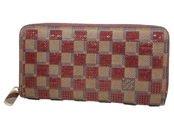Louis Vuitton Damier Paillette Zippy Wallet Red