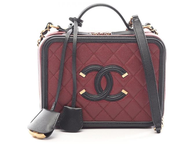Borsa Vanity Chanel CC Figley Nero Bordò
