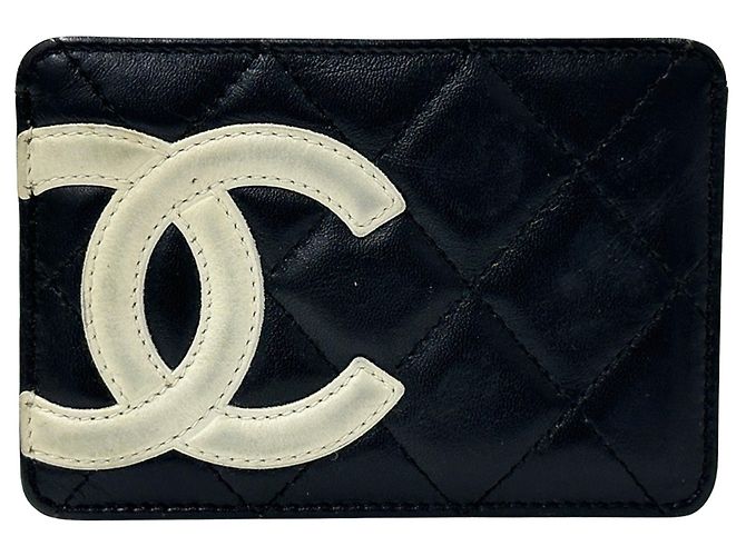Chanel Cambon Line Visitenkartenetui Schwarz Pink Weiß