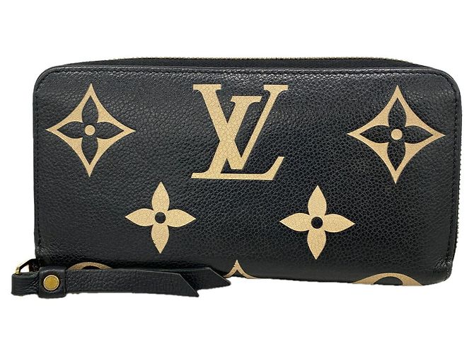 Louis Vuitton Monogram Empreinte Bicolor Zippy Wallet Schwarz Beige