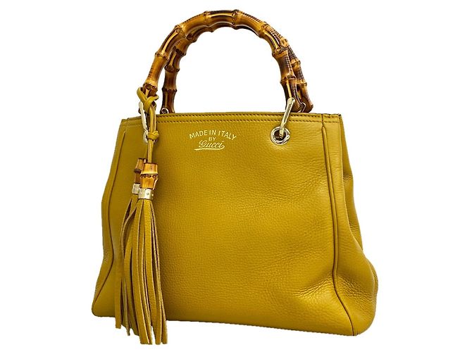 Bolsa Gucci Bamboo de couro amarela Amarelo
