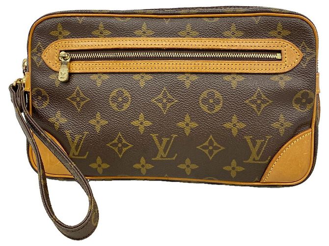 Sac pochette Louis Vuitton Monogram Marly Dragonne GM Marron