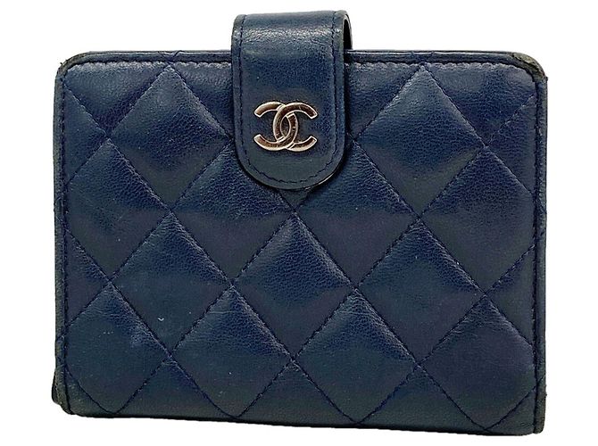 Chanel Matelassé Lambskin Wallet in Navy